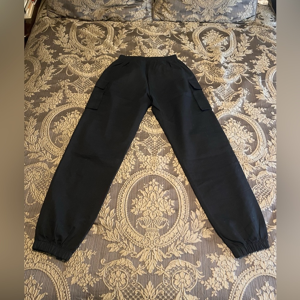 VANGULL Women's Cargo Pants Casual Solid Color Elastic High Waisted Baggy Size L